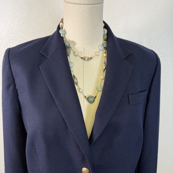 J. Crew Wool Blend Schoolboy Gold Buttons Blazer 10 Navy Blue Academia Preppy - Picture 2 of 13